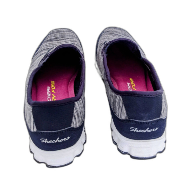 NEW Women's Skechers Memory Foam Blue Gray Striped Slip On Loafer Size 8 NWT - Picture 4 of 8